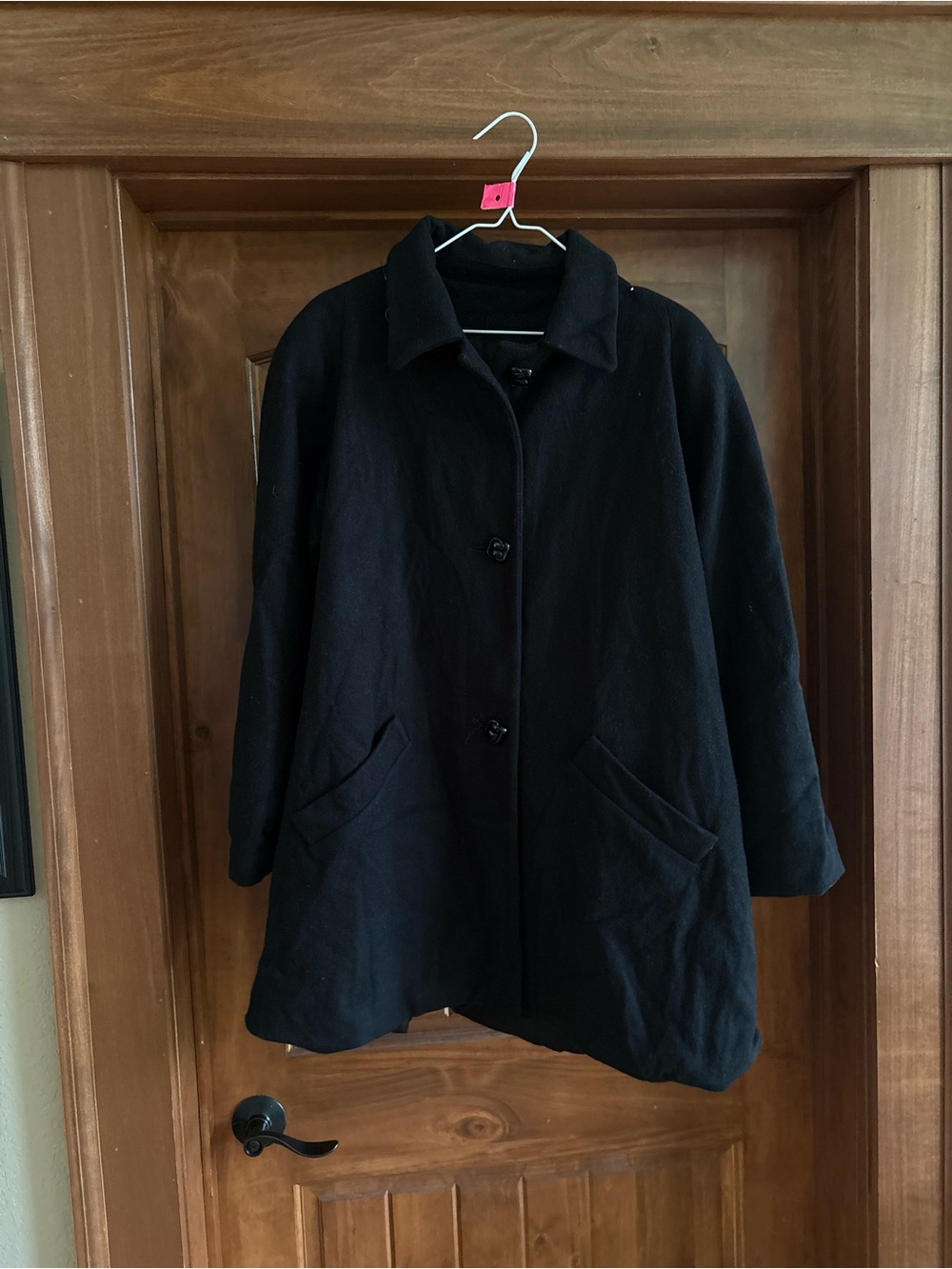Vintage Dillards 100% Wool Black Pea Coat